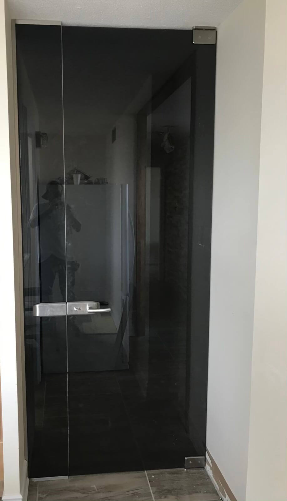 glass door with lock